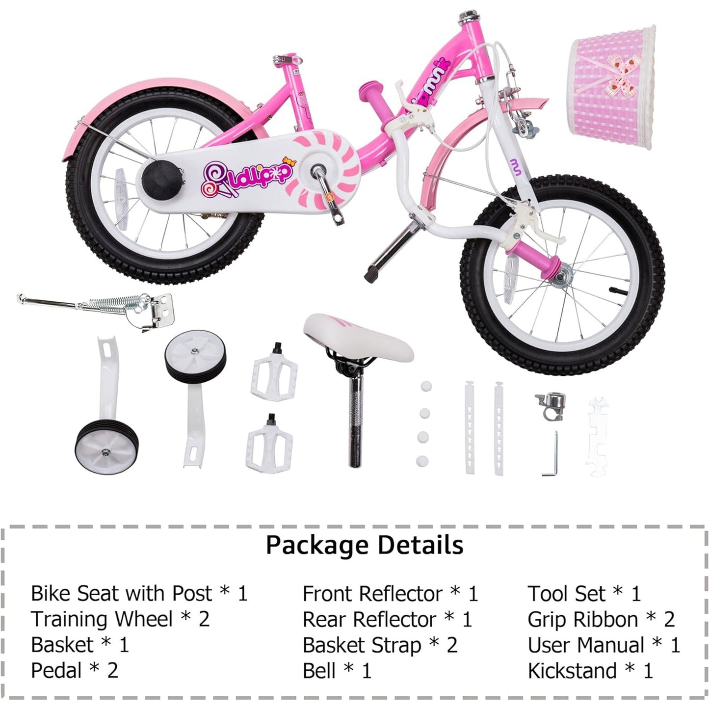 RoyalBaby Chipmunk 16" Kids Bicycle w/ Basket, Training Wheels & Kickstand, Pink - Angler's Pro Tackle & Outdoors