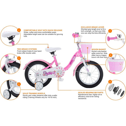 RoyalBaby Chipmunk 16" Kids Bicycle w/ Basket, Training Wheels & Kickstand, Pink - Angler's Pro Tackle & Outdoors