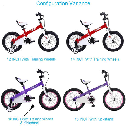 RoyalBaby Cubetube Honey 14 Inch Kids Bike w/Training Wheels & 2 Brakes, Purple - Angler's Pro Tackle & Outdoors