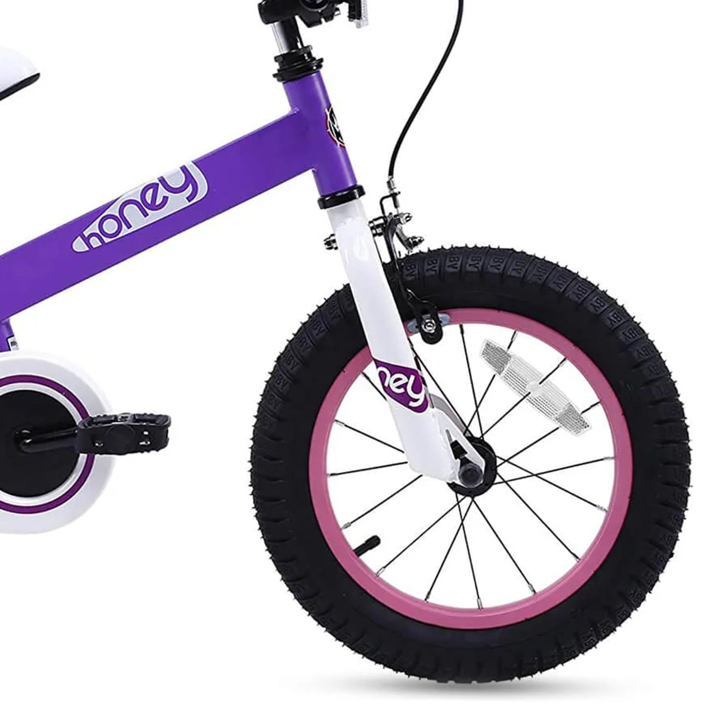 RoyalBaby Cubetube Honey 14 Inch Kids Bike w/Training Wheels & 2 Brakes, Purple - Angler's Pro Tackle & Outdoors