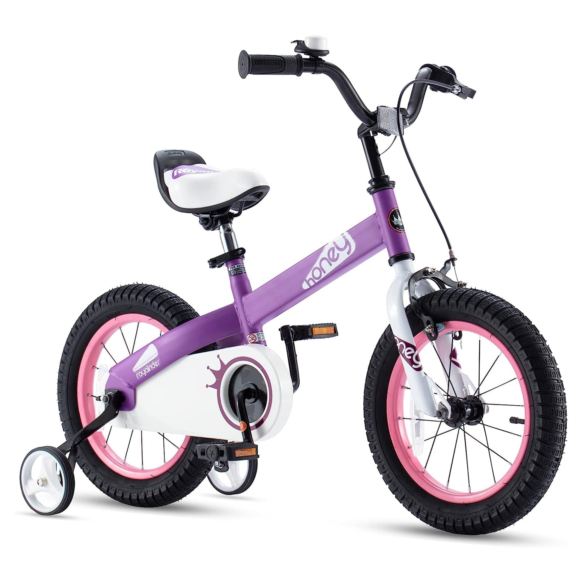 RoyalBaby Cubetube Honey 14 Inch Kids Bike w/Training Wheels & 2 Brakes, Purple - Angler's Pro Tackle & Outdoors