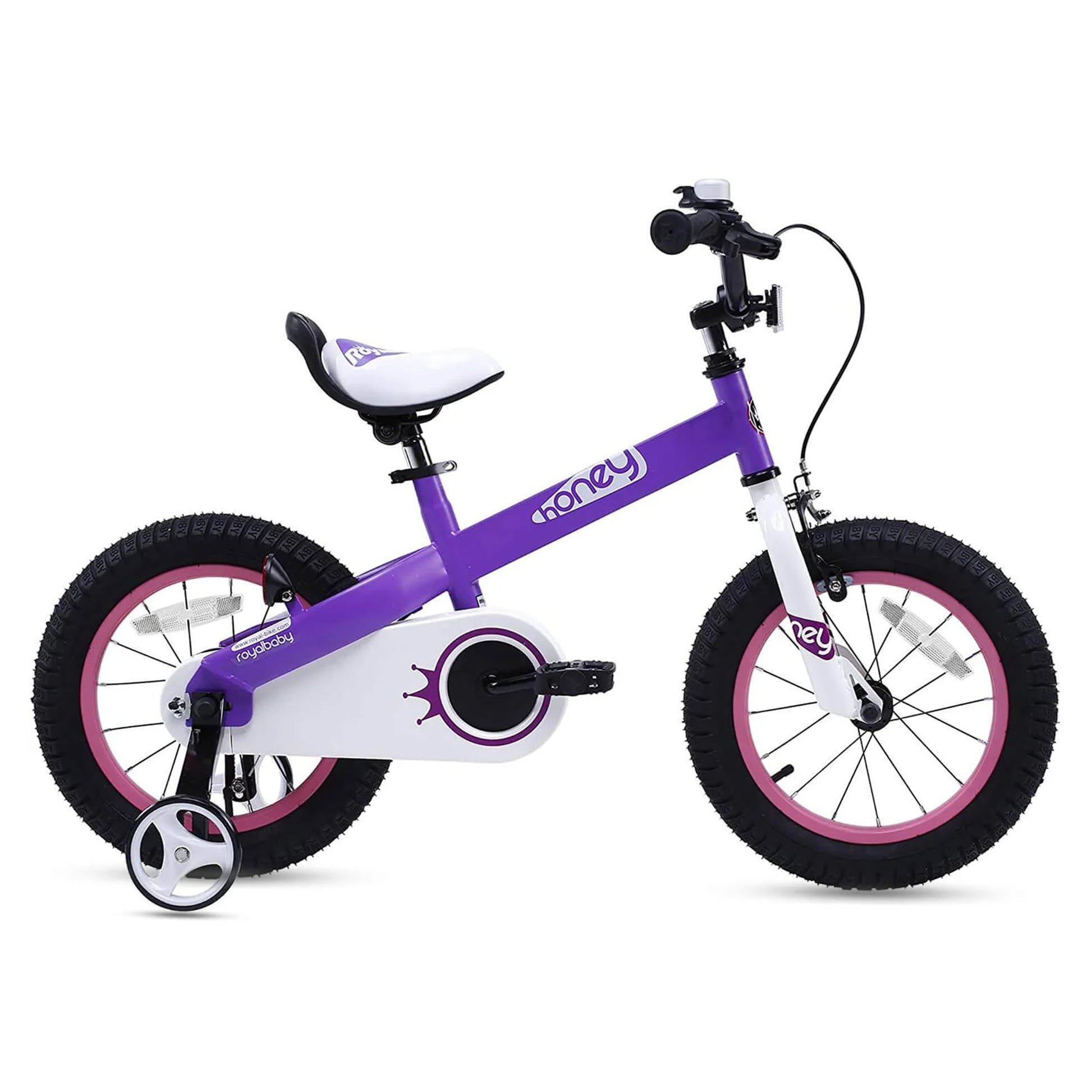 RoyalBaby Cubetube Honey 14 Inch Kids Bike w/Training Wheels & 2 Brakes, Purple - Angler's Pro Tackle & Outdoors