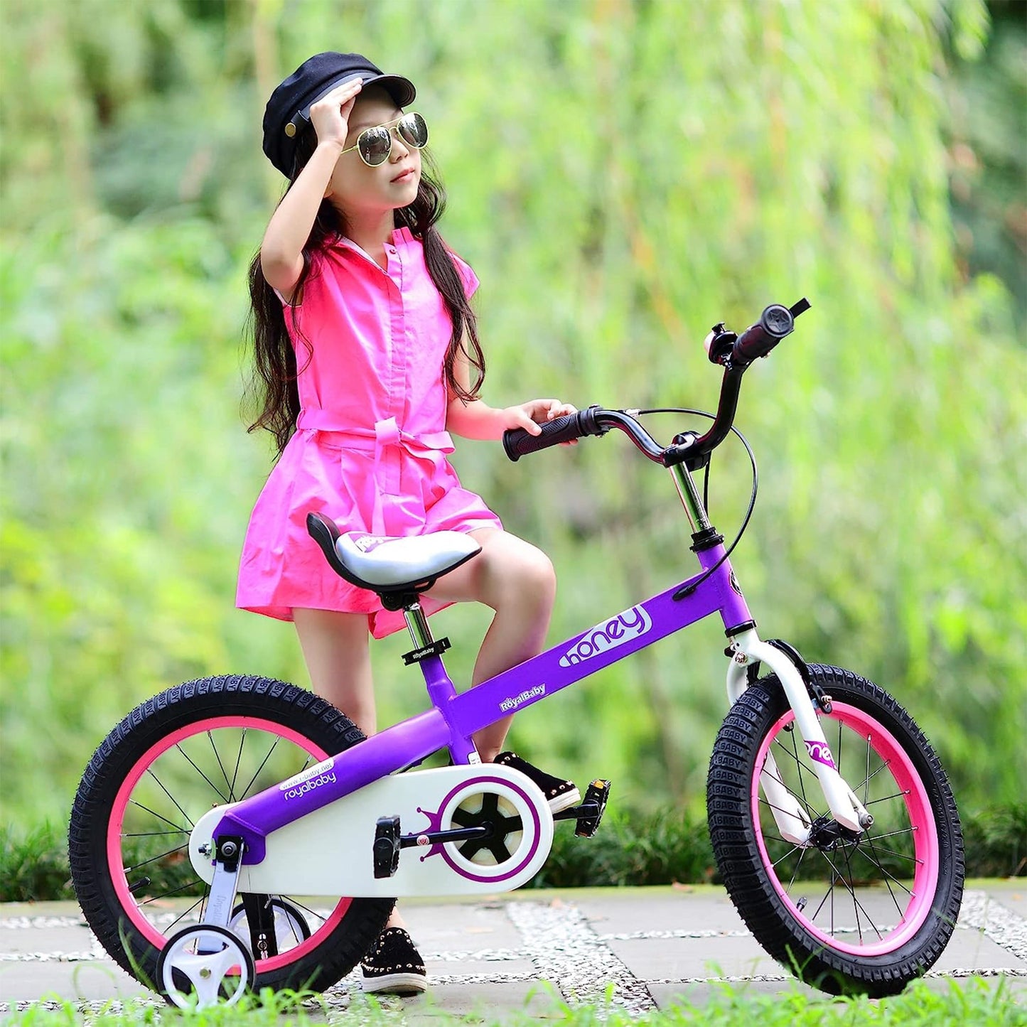 RoyalBaby Cubetube Honey 14 Inch Kids Bike w/Training Wheels & 2 Brakes, Purple - Angler's Pro Tackle & Outdoors