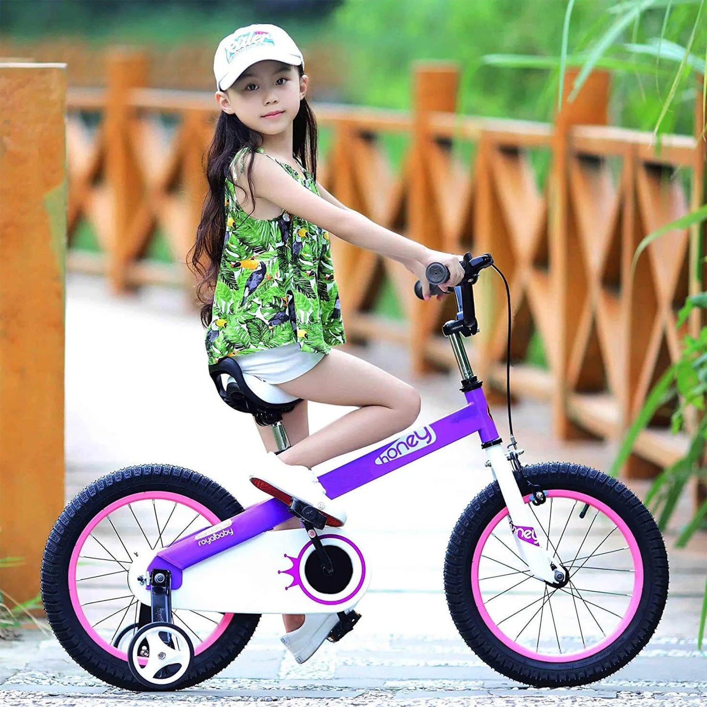 RoyalBaby Cubetube Honey 14 Inch Kids Bike w/Training Wheels & 2 Brakes, Purple - Angler's Pro Tackle & Outdoors