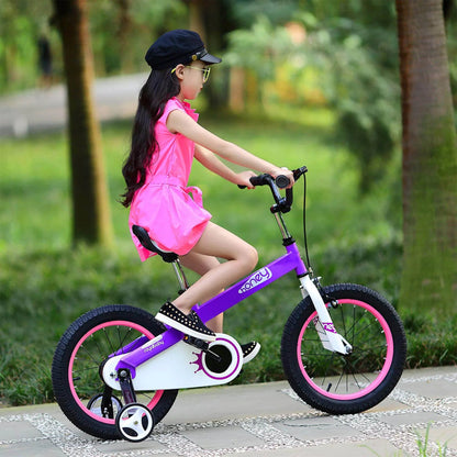 RoyalBaby Cubetube Honey 14 Inch Kids Bike w/Training Wheels & 2 Brakes, Purple - Angler's Pro Tackle & Outdoors