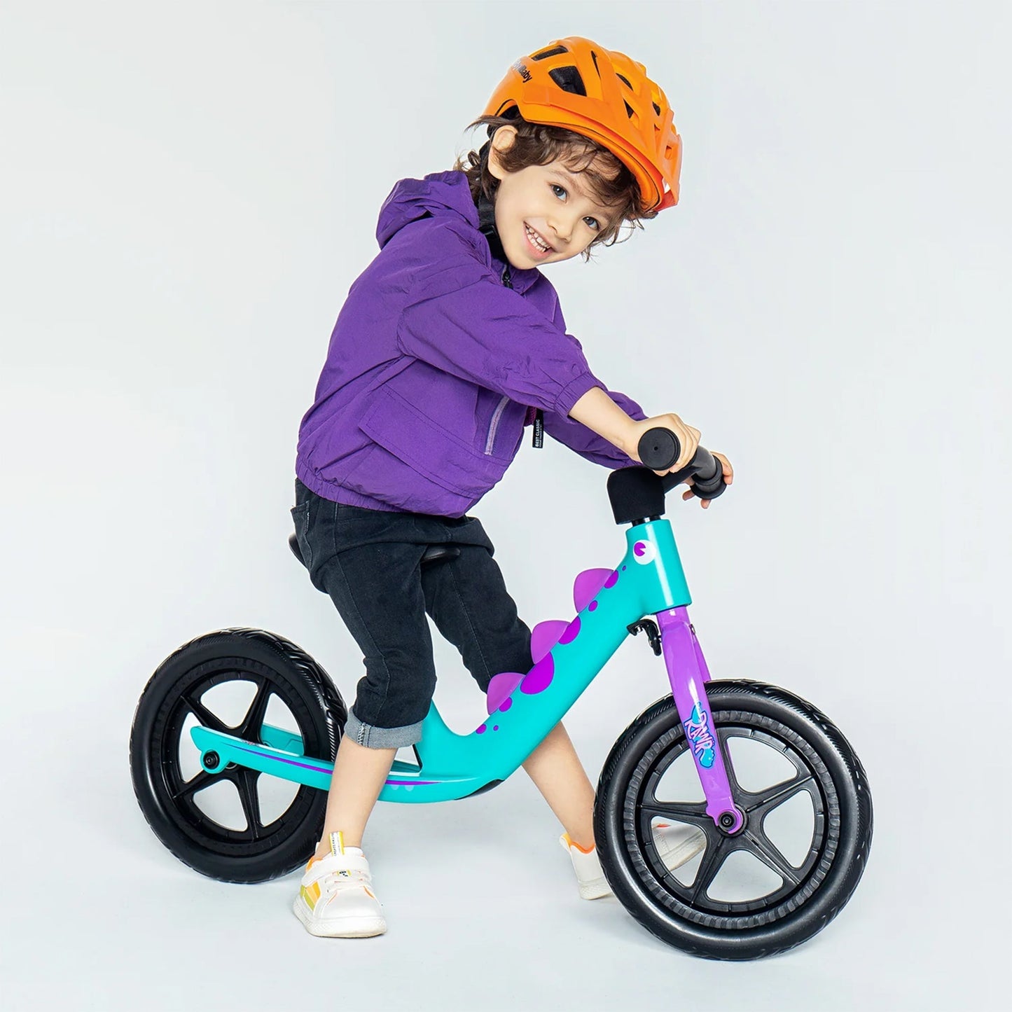 RoyalBaby Dinosaur 12 Inch Magnesium Frame Toddler Kids Balance Bike, Teal - Angler's Pro Tackle & Outdoors