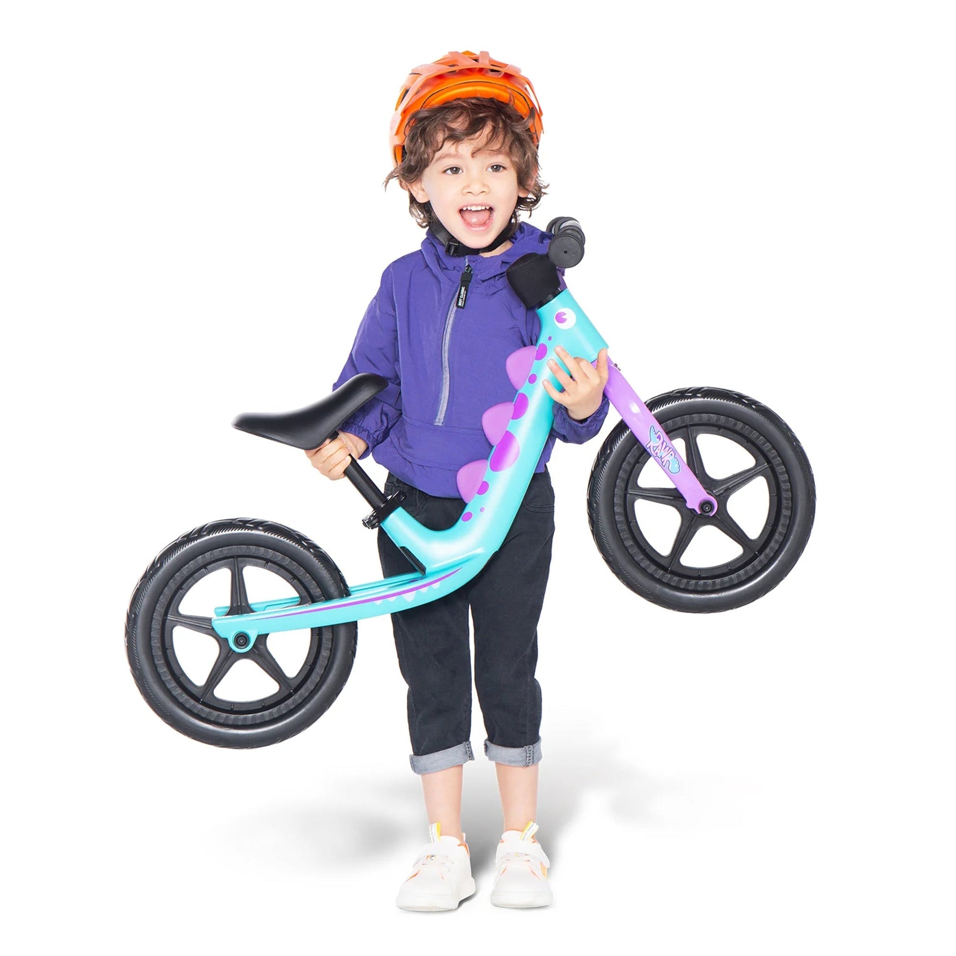 RoyalBaby Dinosaur 12 Inch Magnesium Frame Toddler Kids Balance Bike, Teal - Angler's Pro Tackle & Outdoors