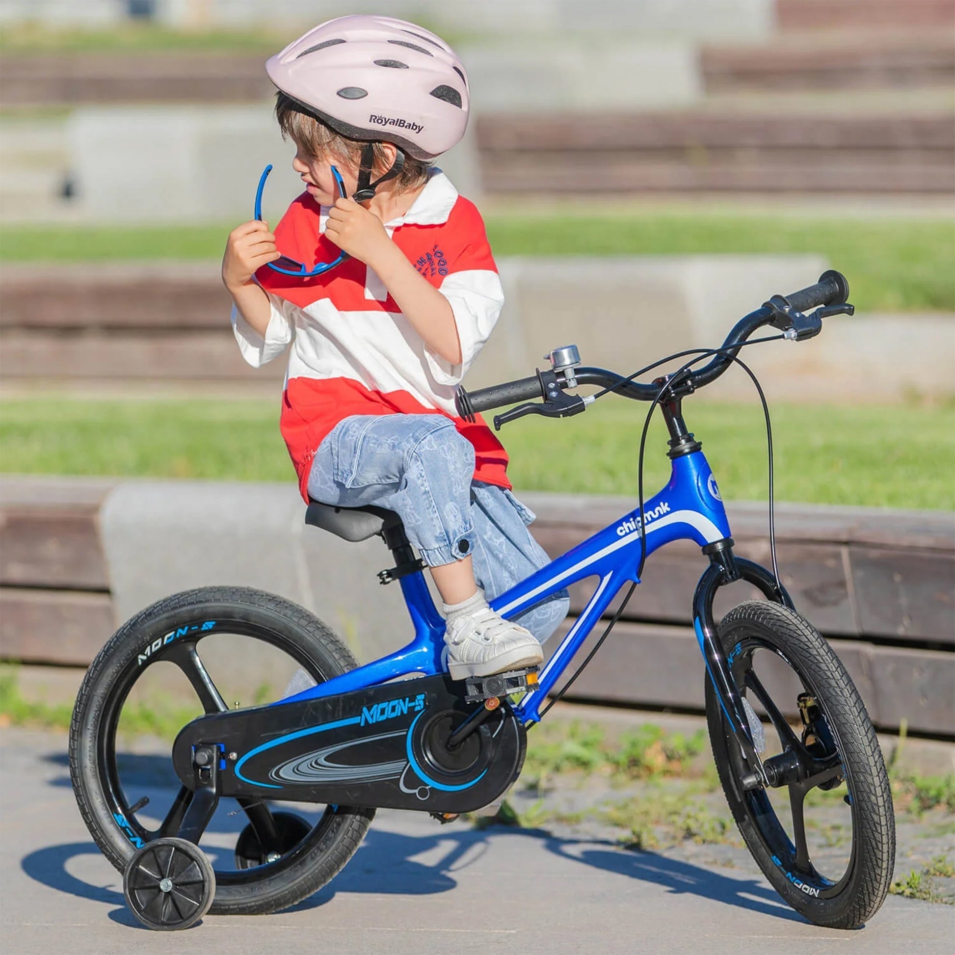 RoyalBaby Moon - 5 16" Magnesium Kids Bicycle w/Training Wheels & Kickstand, Blue - Angler's Pro Tackle & Outdoors