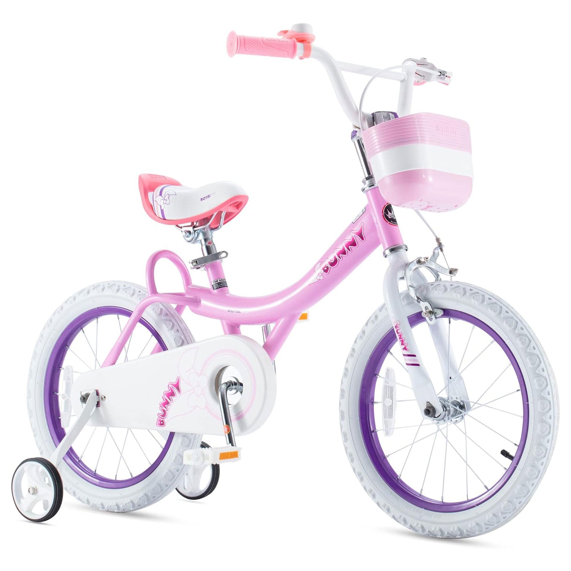 RoyalBaby Princess Girl Kids Bike 14 Inch w/ Training Wheels, Bunny/Pink Purple - Angler's Pro Tackle & Outdoors