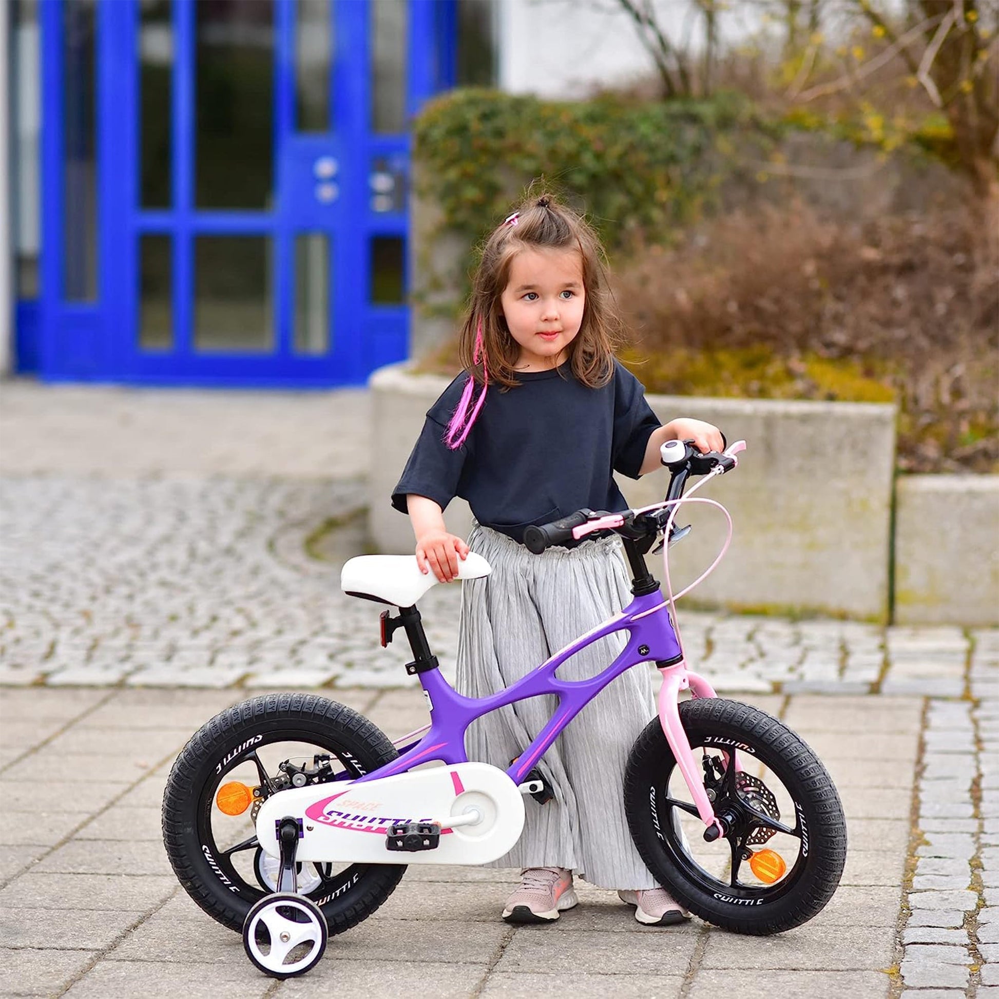 RoyalBaby Space Shuttle 14" Magnesium Alloy Kids Bike w/Training Wheels, Purple - Angler's Pro Tackle & Outdoors