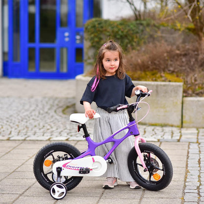 RoyalBaby Space Shuttle 14" Magnesium Alloy Kids Bike w/Training Wheels, Purple - Angler's Pro Tackle & Outdoors