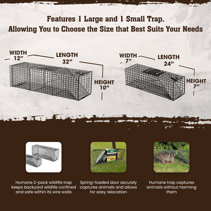 Rugged Ranch CatchMor Live Animal Multi Catch 2 Pack Trap, 1 Large & 1 Small - Angler's Pro Tackle & Outdoors