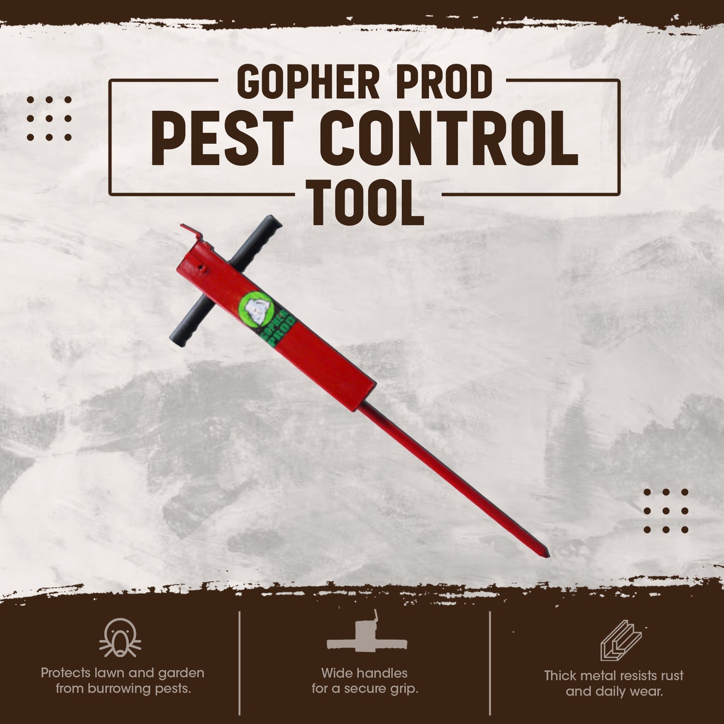 Rugged Ranch MGP1 Professional Home Gopher Prod Pest Control Tool, Red - Angler's Pro Tackle & Outdoors