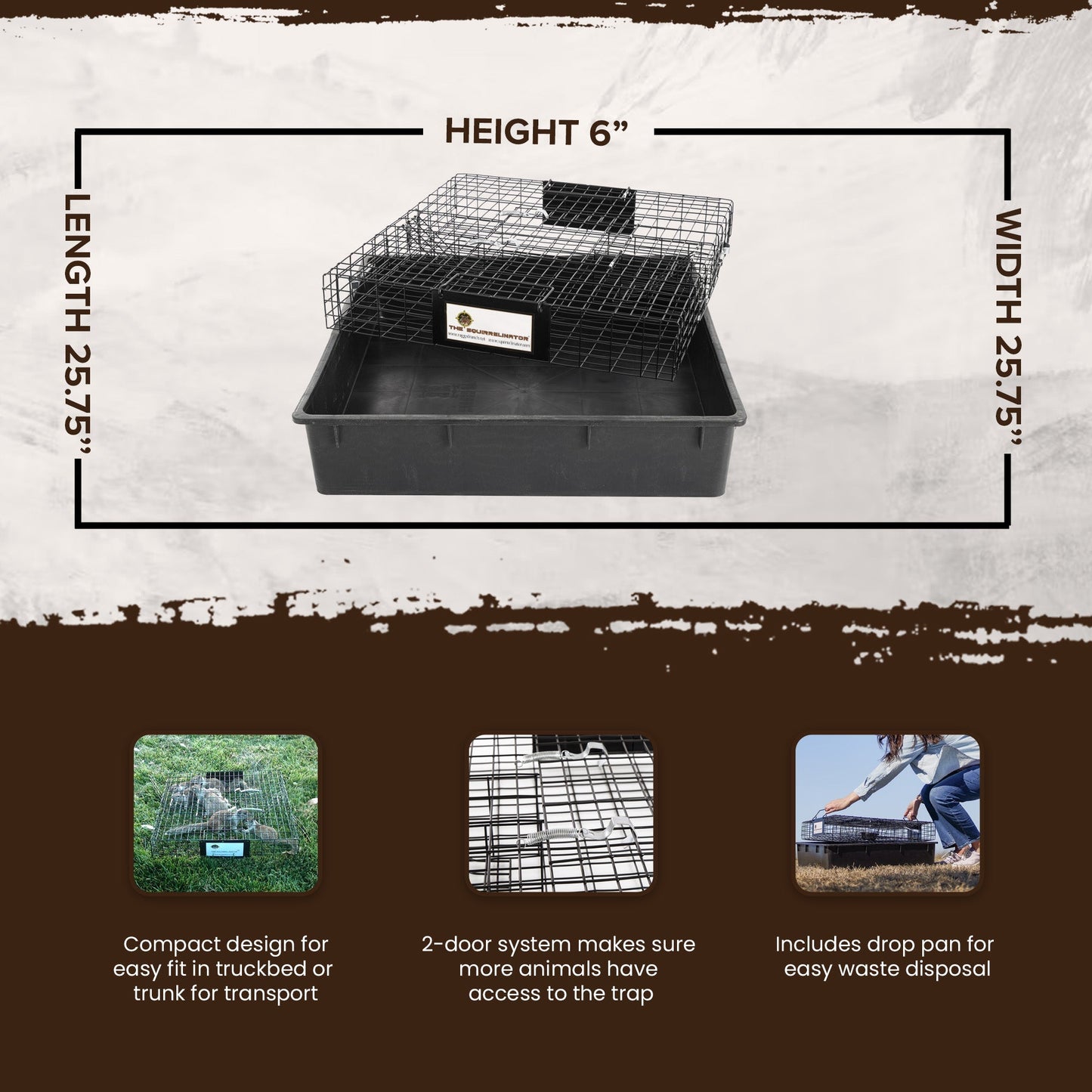 Rugged Ranch SQR Squirrelinator Live Squirrel Metal 2 Door Trap w/ Waste Pan - Angler's Pro Tackle & Outdoors