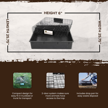 Rugged Ranch SQR Squirrelinator Live Squirrel Metal 2 Door Trap w/ Waste Pan - Angler's Pro Tackle & Outdoors