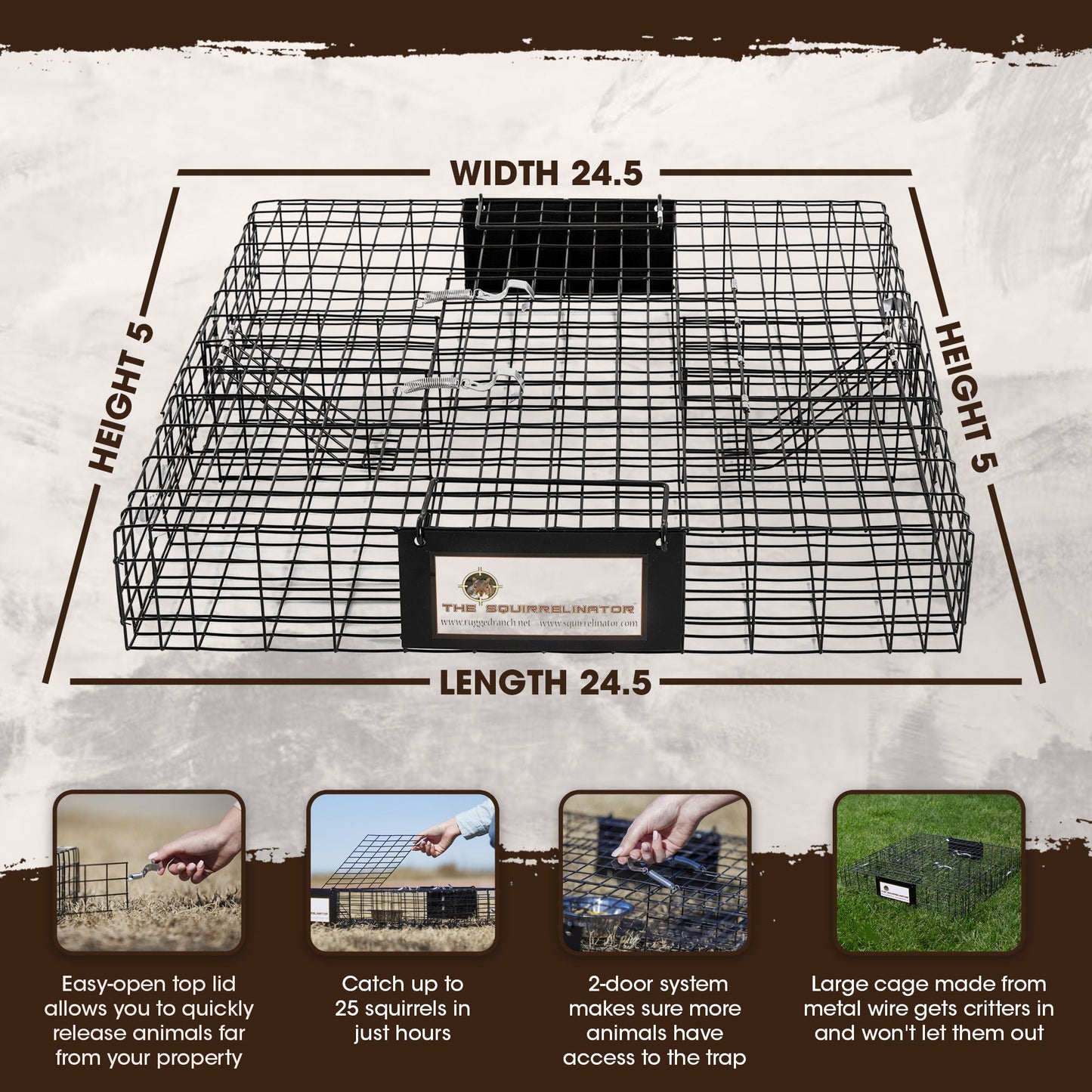 Rugged Ranch SQRTO Squirrelinator Squirrel 2 Door Trap Cage (2 Pack) - Angler's Pro Tackle & Outdoors