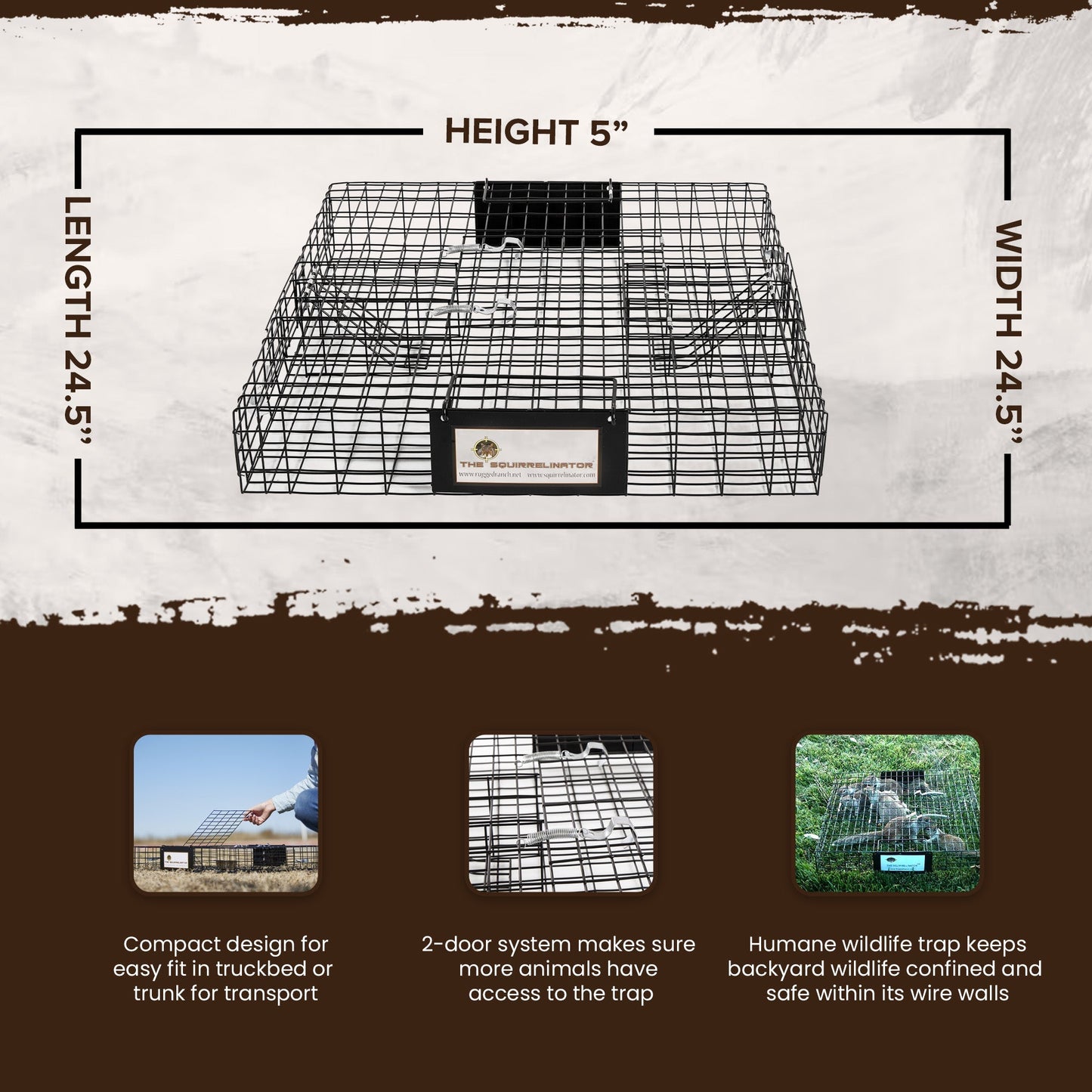 Rugged Ranch SQRTO Squirrelinator Trap CatchMor Live Animal 2 Door Metal Cage - Angler's Pro Tackle & Outdoors