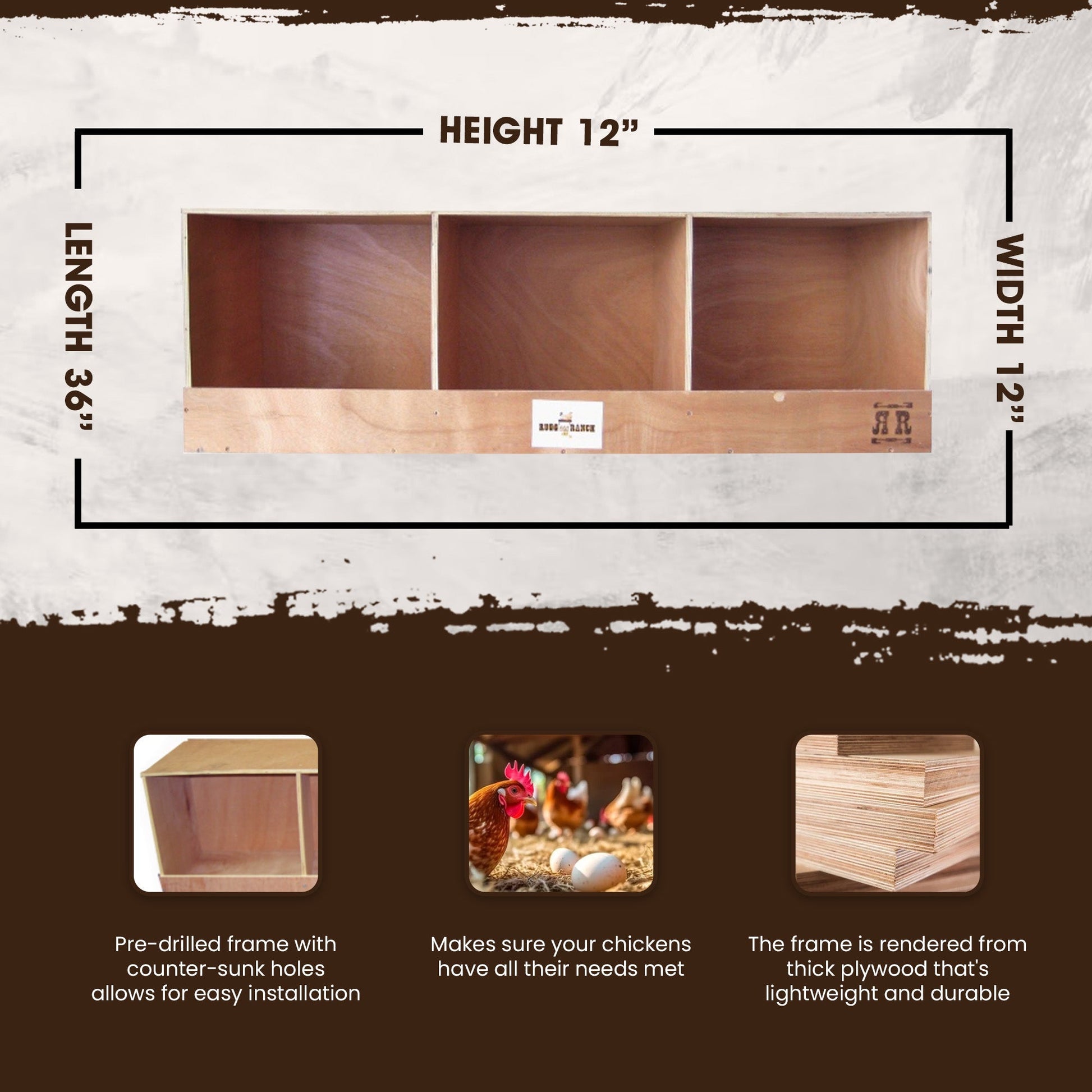 Rugged Ranch TRIPLEX RuggEgg Barn Wooden Chicken Coop Triple Nesting Egg Boxes - Angler's Pro Tackle & Outdoors