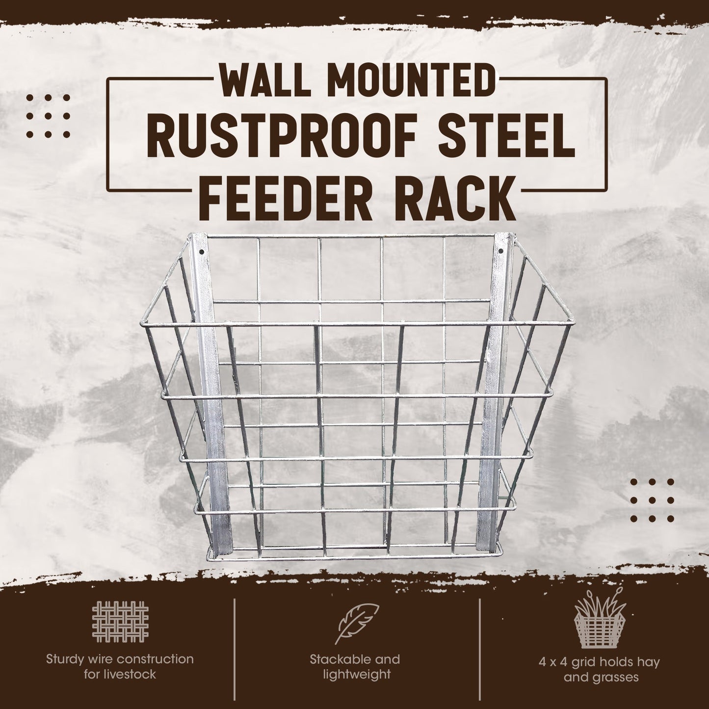 Rugged Ranch Wall Mounted Rustproof Steel Sheep & Goat Livestock Hay Feeder Rack - Angler's Pro Tackle & Outdoors