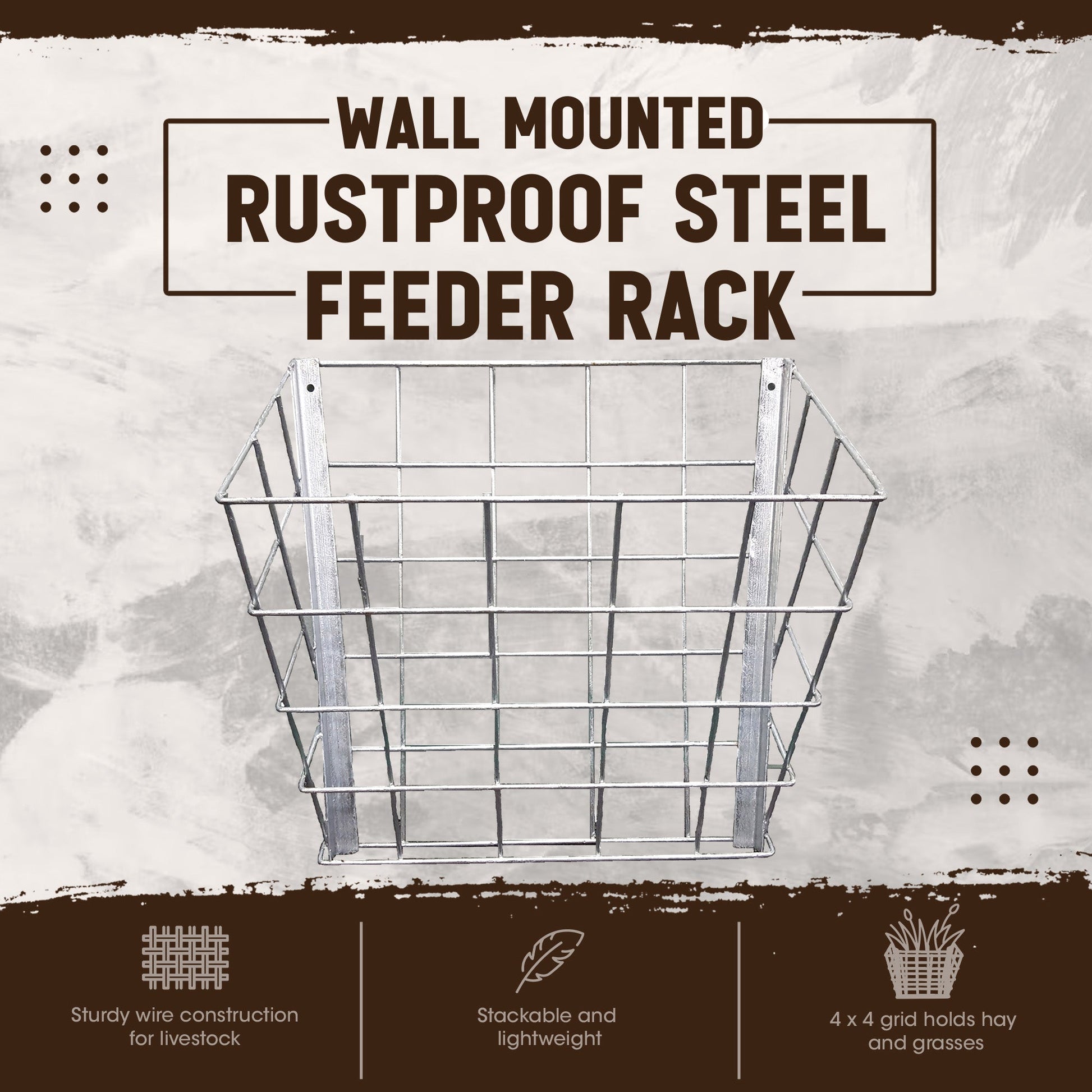 Rugged Ranch Wall Mounted Rustproof Steel Sheep & Goat Livestock Hay Feeder Rack - Angler's Pro Tackle & Outdoors