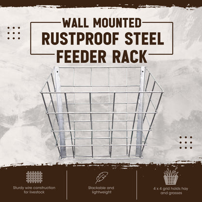 Rugged Ranch Wall Mounted Rustproof Steel Sheep & Goat Livestock Hay Feeder Rack - Angler's Pro Tackle & Outdoors