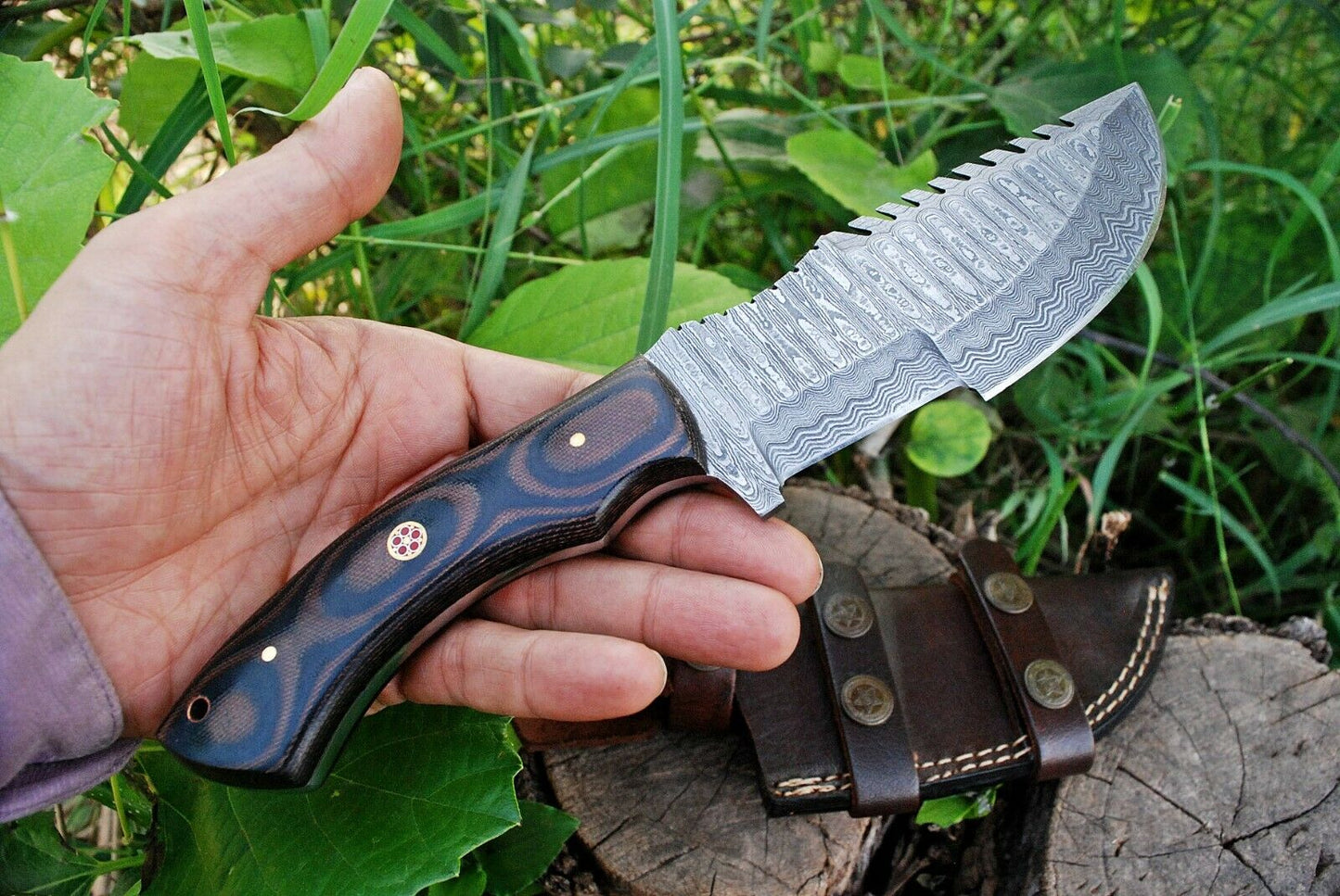 KBS Knives Knife from the Movie The Hunted – 10" Damascus Steel with Micarta Handle