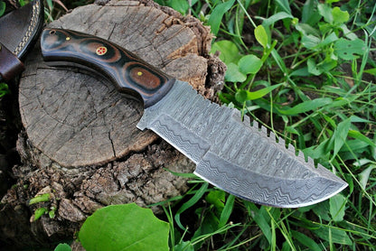 KBS Knives Knife from the Movie The Hunted – 10" Damascus Steel with Micarta Handle