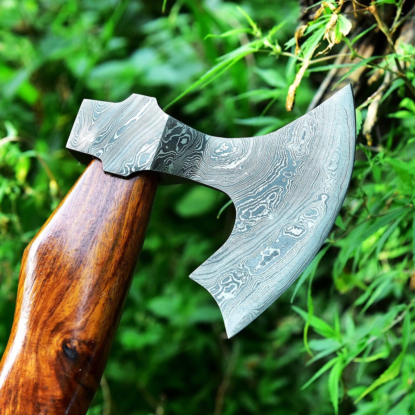 KBS Knives Custom Handmade Damascus Steel Tomahawk Axe with Rosewood Handle - 17 Inches by KBS Knives Store