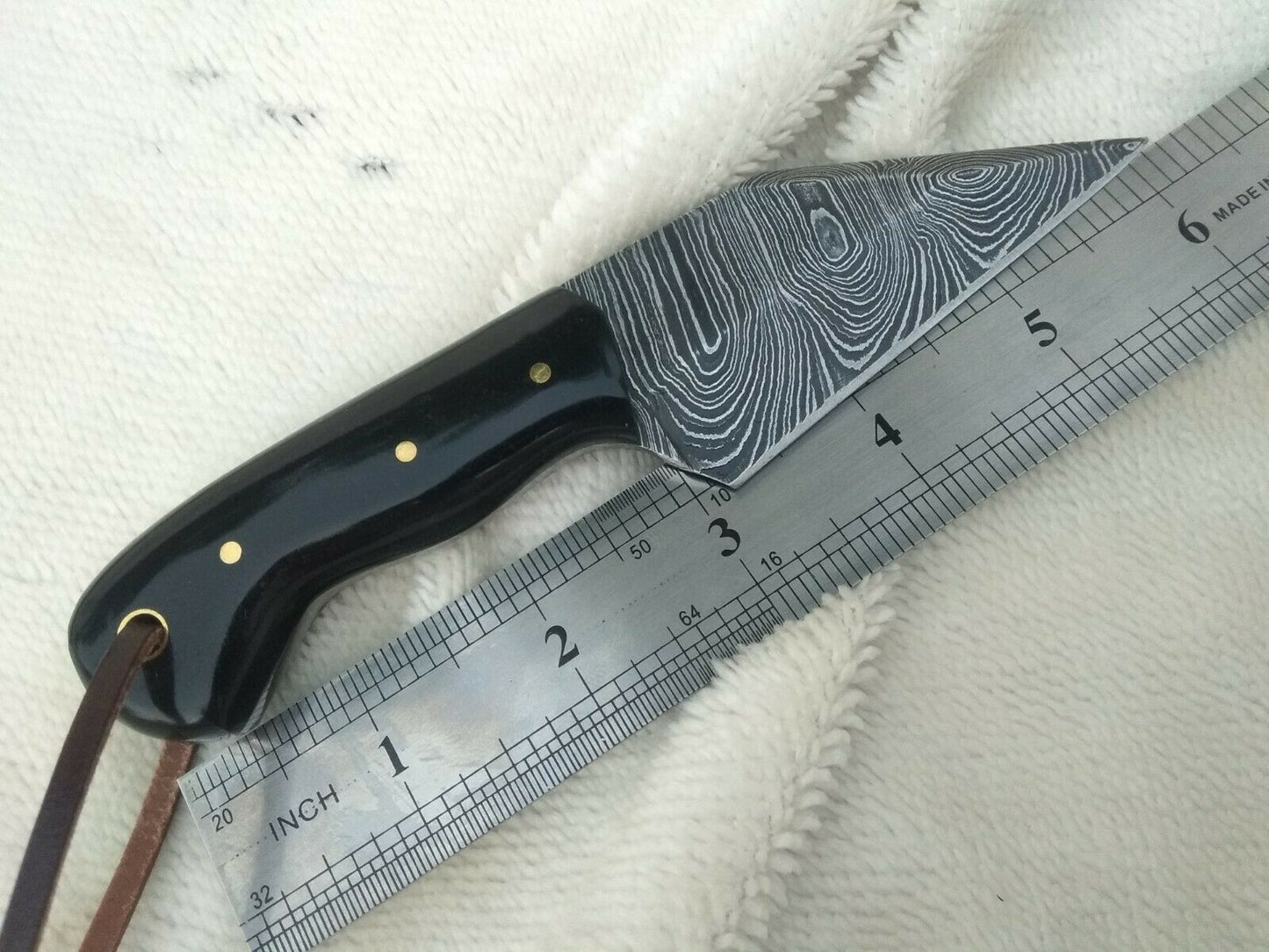 KBS Knives Custom Handmade Damascus Steel Small Seax Knife with Buffalo Horn Handle - 7 Inches by KBS Knives Store