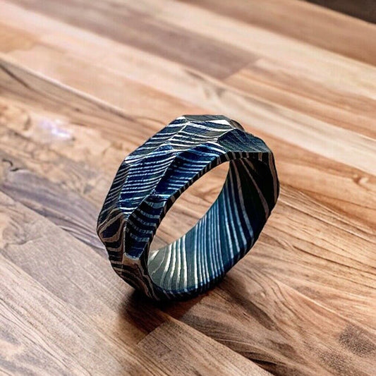 KBS Knives Timeless Bond Hand-Forged Damascus Steel Proposal Memory Ring by KBS Knives Store