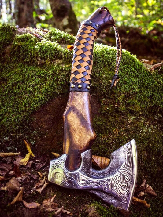 KBS Knives Native American Tomahawk with Custom Handmade Forged Engraved 1095 Steel Blade and Ash Wood Handle – Spirit of the Plains