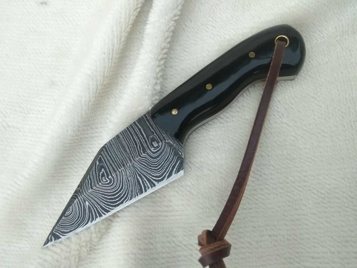 KBS Knives Custom Handmade Damascus Steel Small Seax Knife with Buffalo Horn Handle - 7 Inches by KBS Knives Store