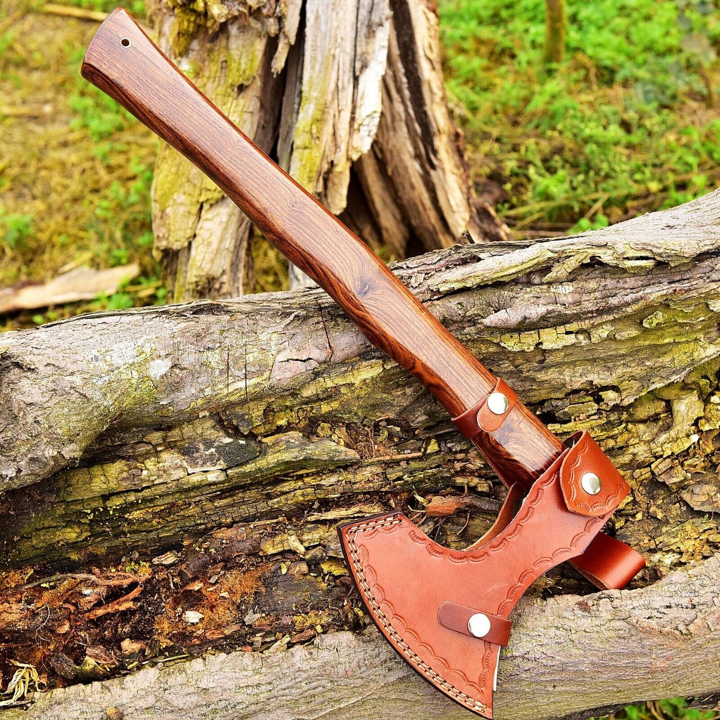 KBS Knives Custom Handmade Hand Engraved High Carbon Steel Viking Tomahawk Axe with Rosewood Handle by KBS Knives Store