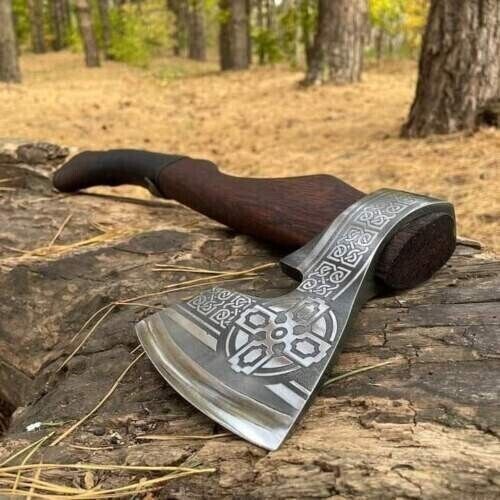 KBS Knives Battle Axe Set: Tomahawk and Hammer with Custom Handmade Forged Engraved 1095 Steel Blade – Warrior's Duo
