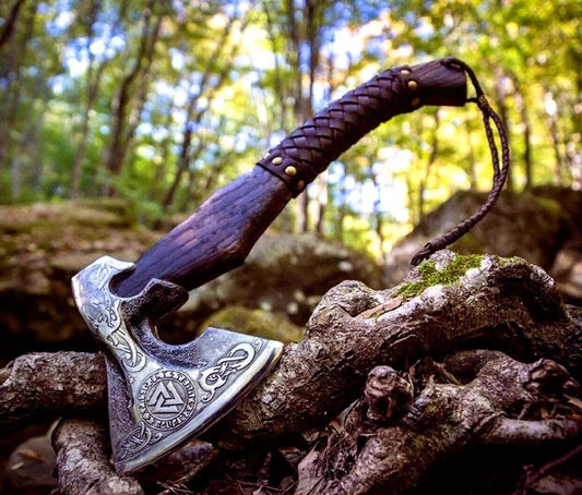 KBS Knives Native American Tomahawk with Custom Handmade Forged Engraved 1095 Steel Blade and Rosewood Handle – Warrior’s Edge