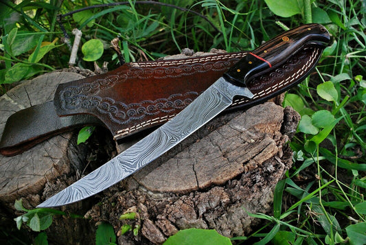 KBS Knives Best Fish Fillet Knife – Damascus Steel with Wenge Wood & Horn Handle