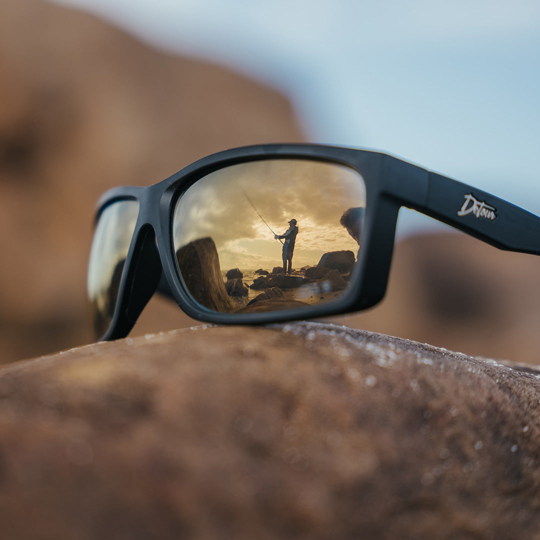 Detour Sunglasses Breach - Matte Black - 24K Gold Polarized ANSI Z87+