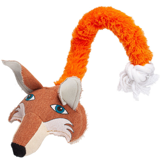 Dogline 22" Safari Fox Animal Toy with Embedded Ball & Rope