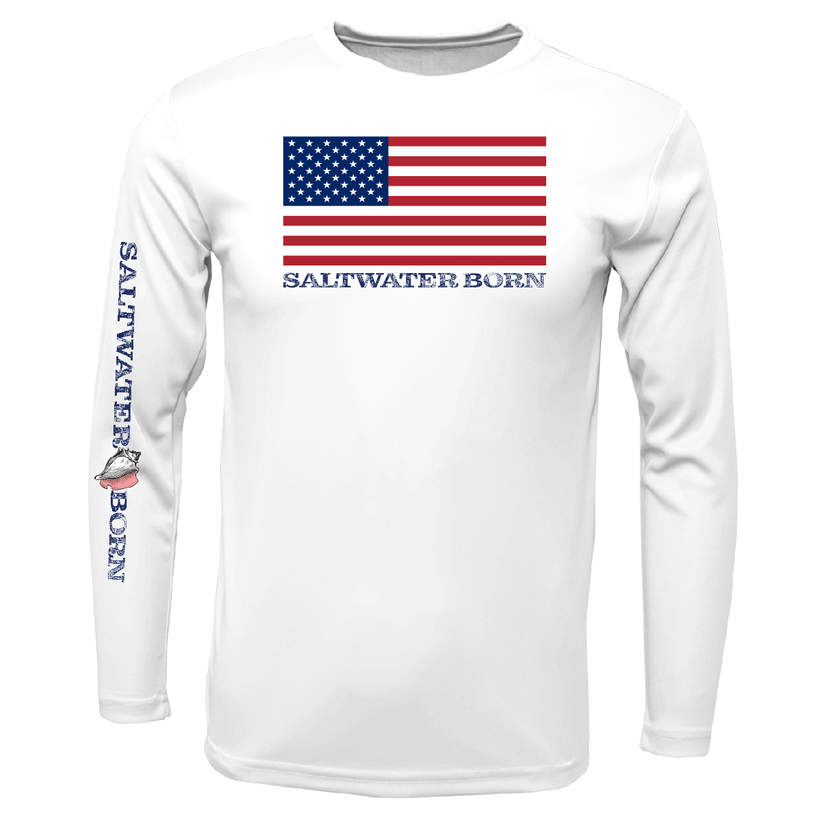 Saltwater Born American Flag Boy's Long Sleeve UPF 50+ Dry - Fit Shirt - Angler's Pro Tackle & Outdoors