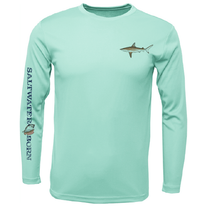 Saltwater Born Blacktip on Chest Long Sleeve UPF 50+ Dry - Fit Shirt - Angler's Pro Tackle & Outdoors