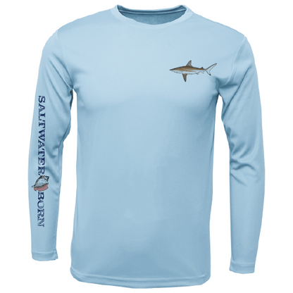 Saltwater Born Blacktip on Chest Long Sleeve UPF 50+ Dry - Fit Shirt - Angler's Pro Tackle & Outdoors