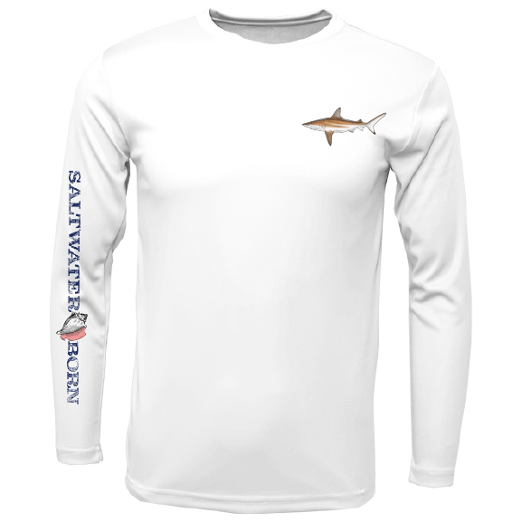 Saltwater Born Blacktip on Chest Long Sleeve UPF 50+ Dry - Fit Shirt - Angler's Pro Tackle & Outdoors