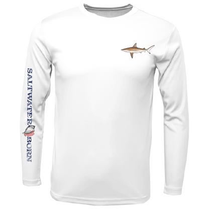 Saltwater Born Blacktip on Chest Long Sleeve UPF 50+ Dry - Fit Shirt - Angler's Pro Tackle & Outdoors