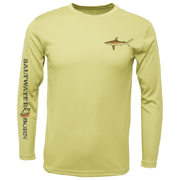 Saltwater Born Blacktip on Chest Long Sleeve UPF 50+ Dry - Fit Shirt - Angler's Pro Tackle & Outdoors