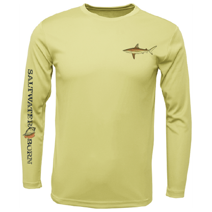 Saltwater Born Blacktip on Chest Long Sleeve UPF 50+ Dry - Fit Shirt - Angler's Pro Tackle & Outdoors