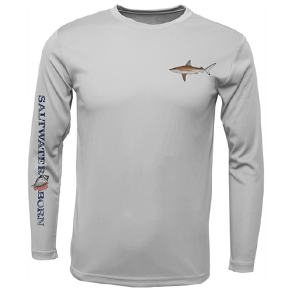 Saltwater Born Blacktip on Chest Long Sleeve UPF 50+ Dry - Fit Shirt - Angler's Pro Tackle & Outdoors