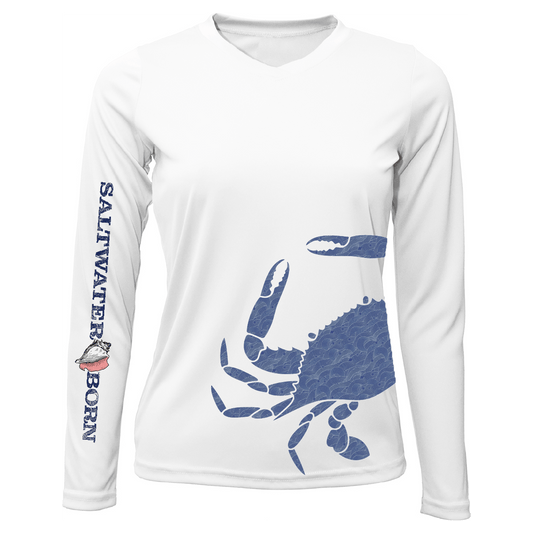 Saltwater Born Blue Crab Wrap Women's Long Sleeve UPF 50+ Dry - Fit Shirt - Angler's Pro Tackle & Outdoors