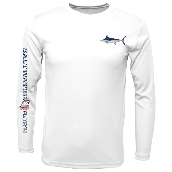 Saltwater Born Blue Marlin on Chest Long Sleeve UPF 50+ Dry - Fit Shirt - Angler's Pro Tackle & Outdoors