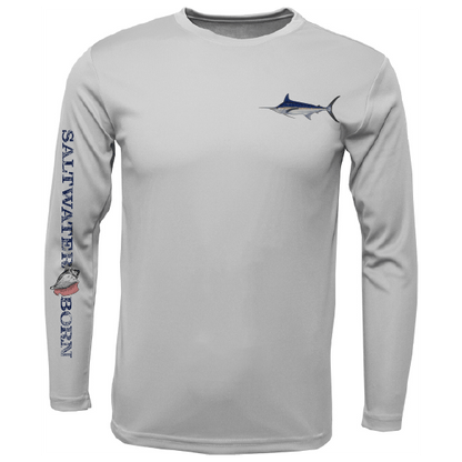 Saltwater Born Blue Marlin on Chest Long Sleeve UPF 50+ Dry - Fit Shirt - Angler's Pro Tackle & Outdoors