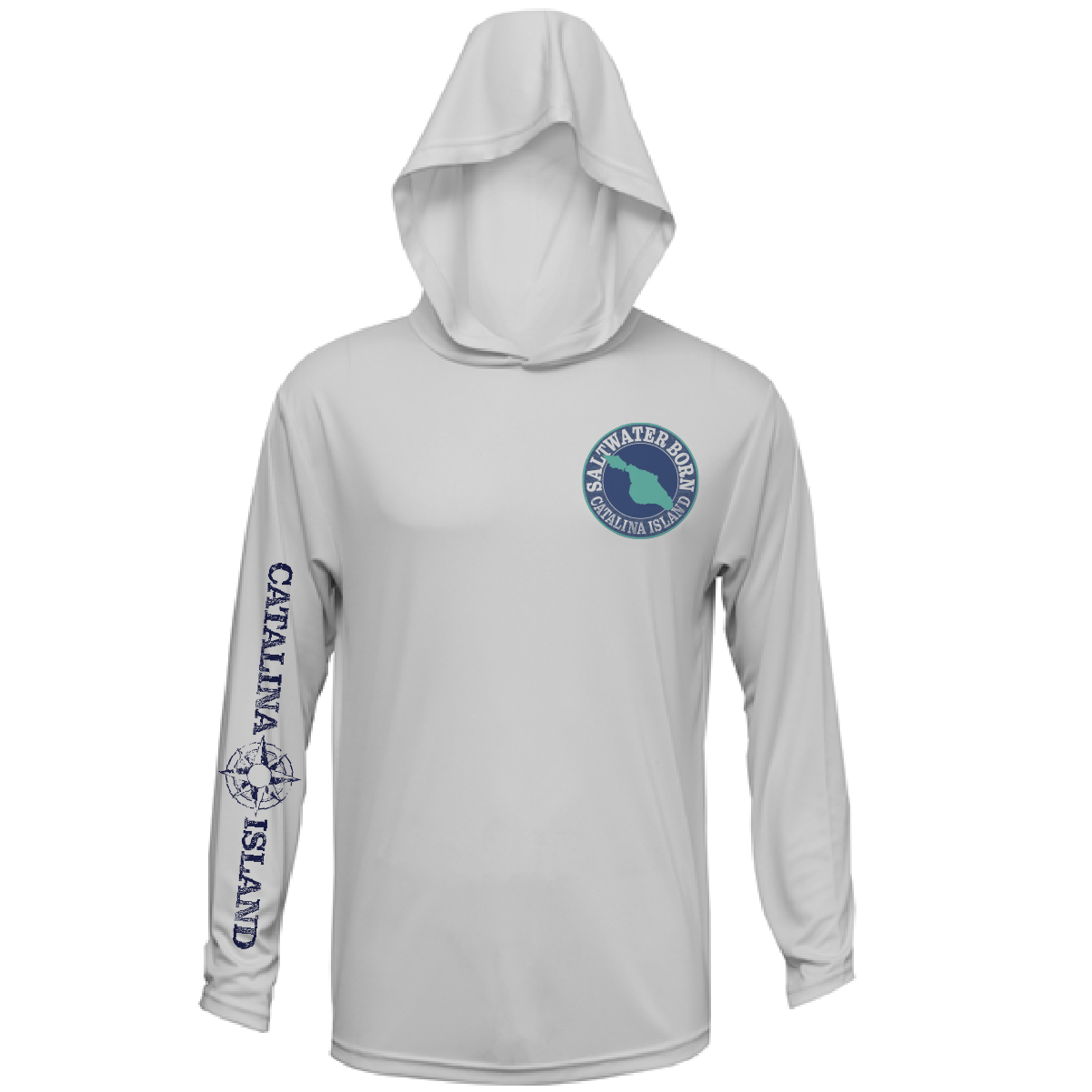 Saltwater Born Catalina Island, CA Blue Marlin Boy's Long Sleeve UPF 50+ Dry - Fit Hoodie - Angler's Pro Tackle & Outdoors